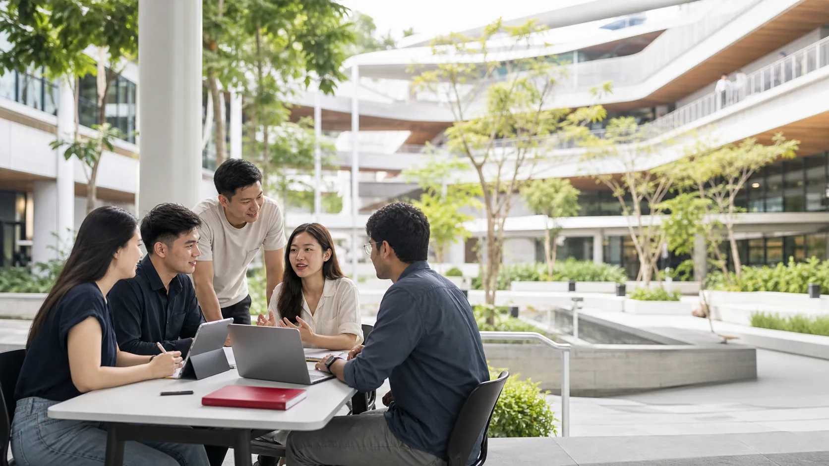 Sinh viên quốc tế cùng học trong không gian hiện đại tại Singapore
