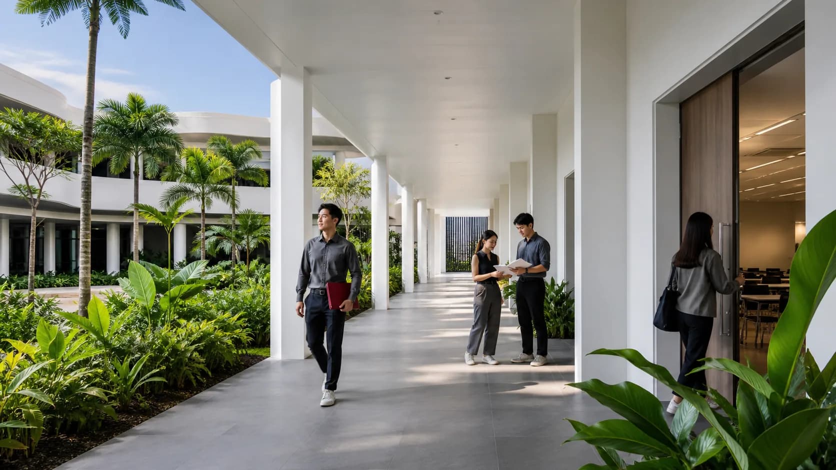 Sinh viên tiến bước trong khuôn viên học tập tại Singapore