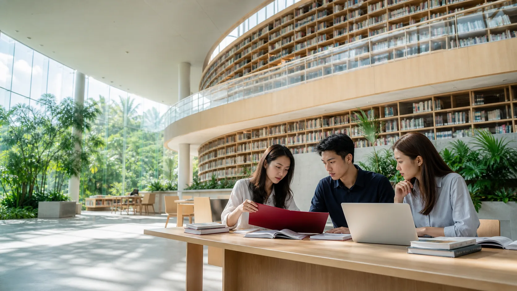 Sinh viên nghiên cứu trường, ngành và học bổng tại thư viện Singapore
