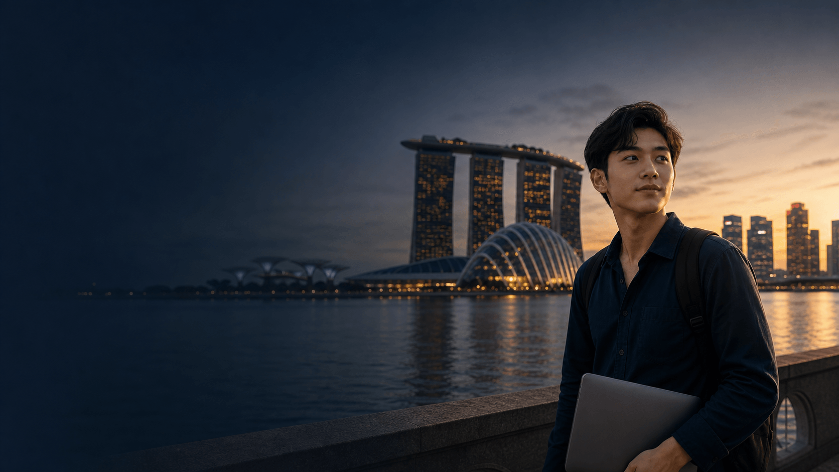 Student looking towards central Singapore
